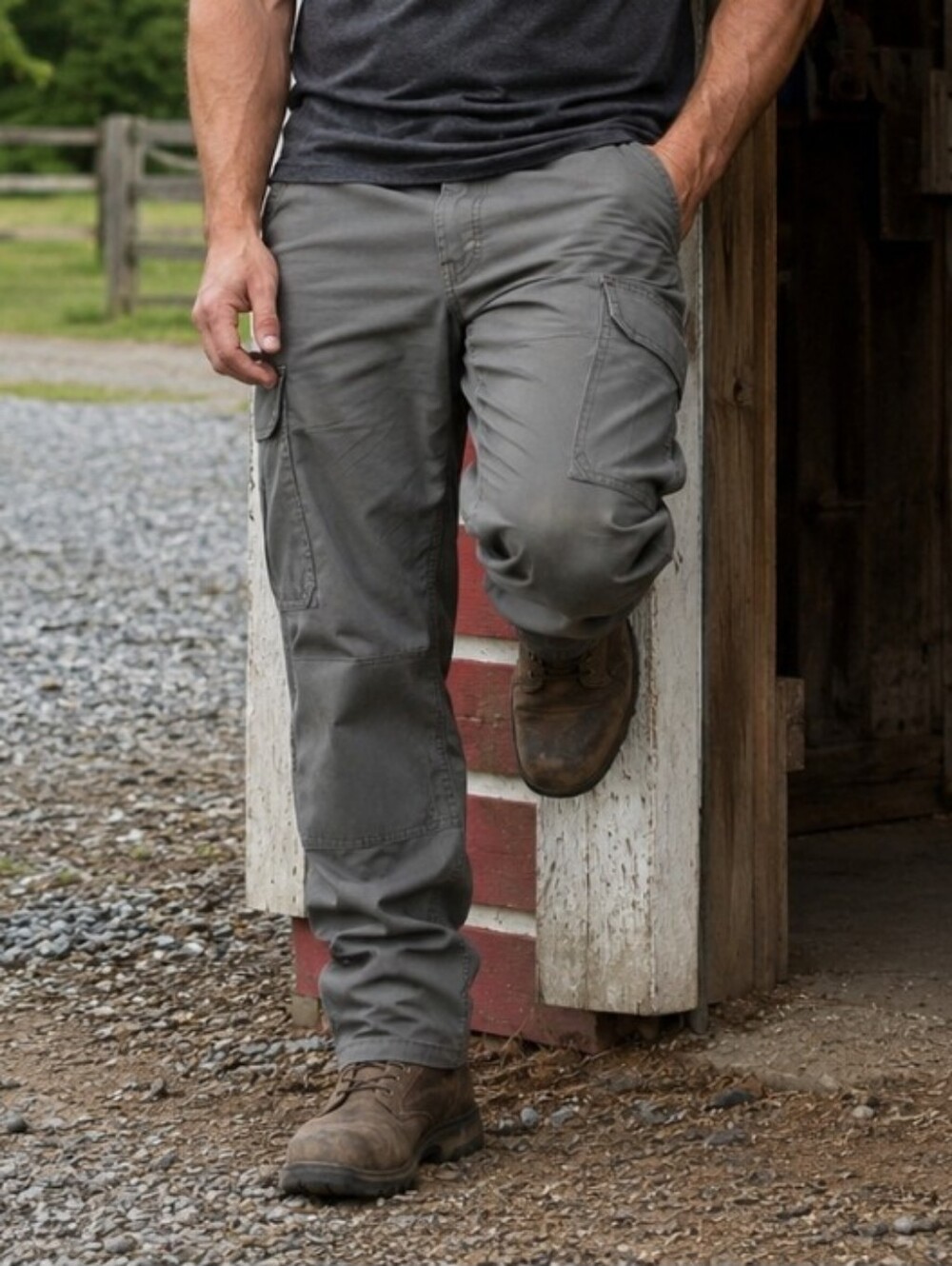 RedHead Gray Cargo Pants Mens 38x30 Stretch Utility Workwear Hiking Outdoor